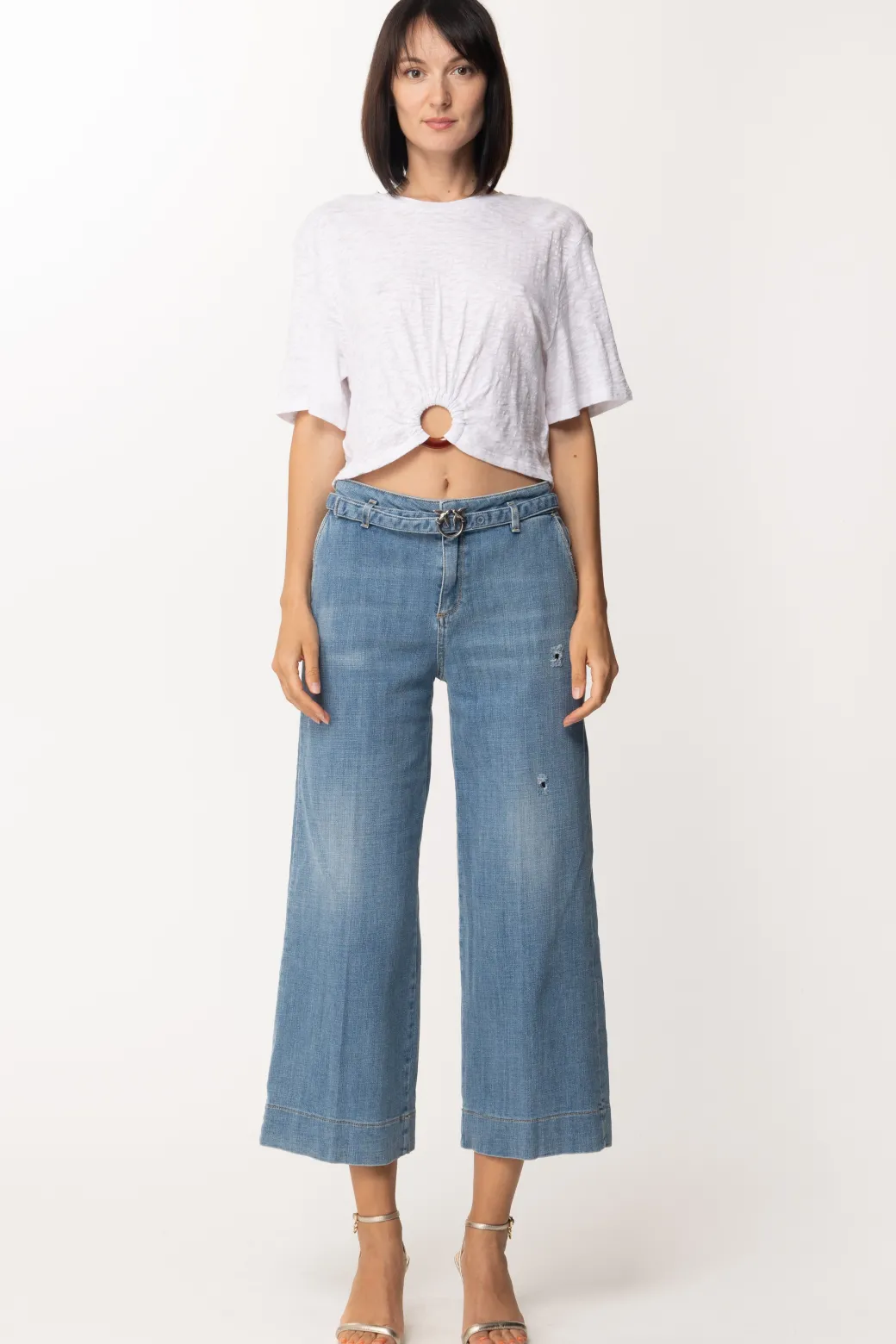 Donna Pinko Jeans Crop con Cintura Logata