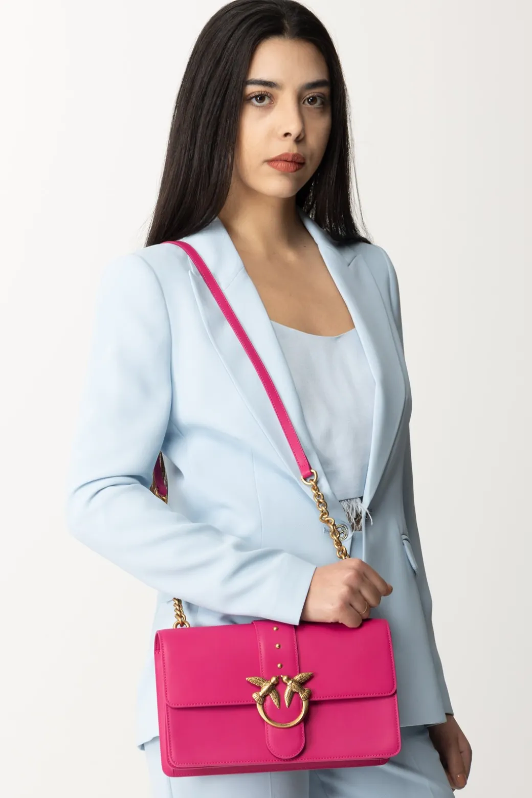 Donna Pinko Love Bag ClassicPINK -ANTIQUE GOLD