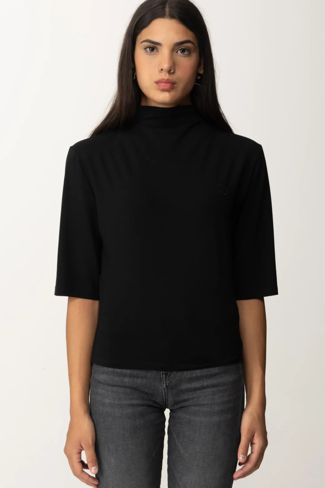 Donna Pinko Maglia a Collo Alto con Logo "love Birds"