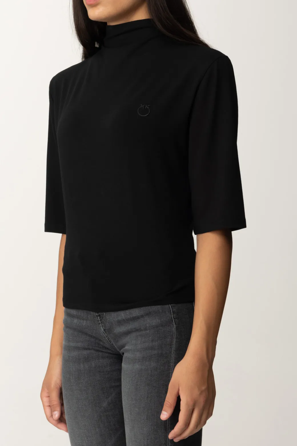 Donna Pinko Maglia a Collo Alto con Logo "love Birds"