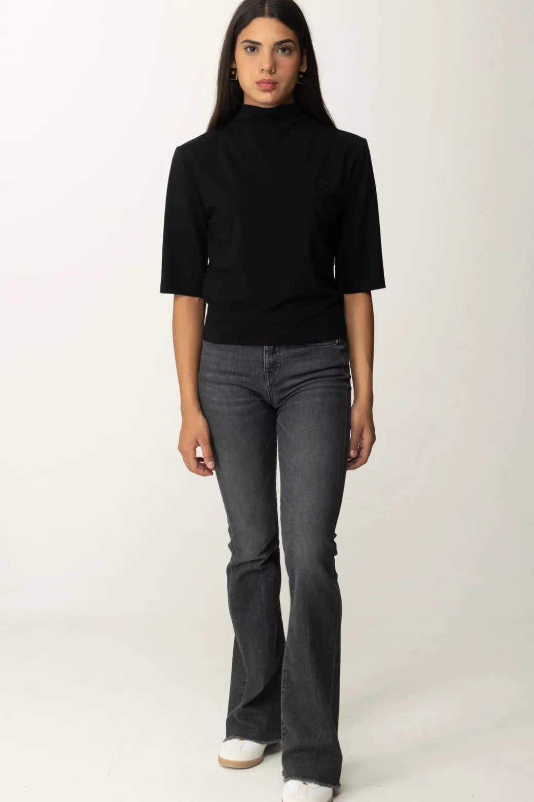 Donna Pinko Maglia a Collo Alto con Logo "love Birds"