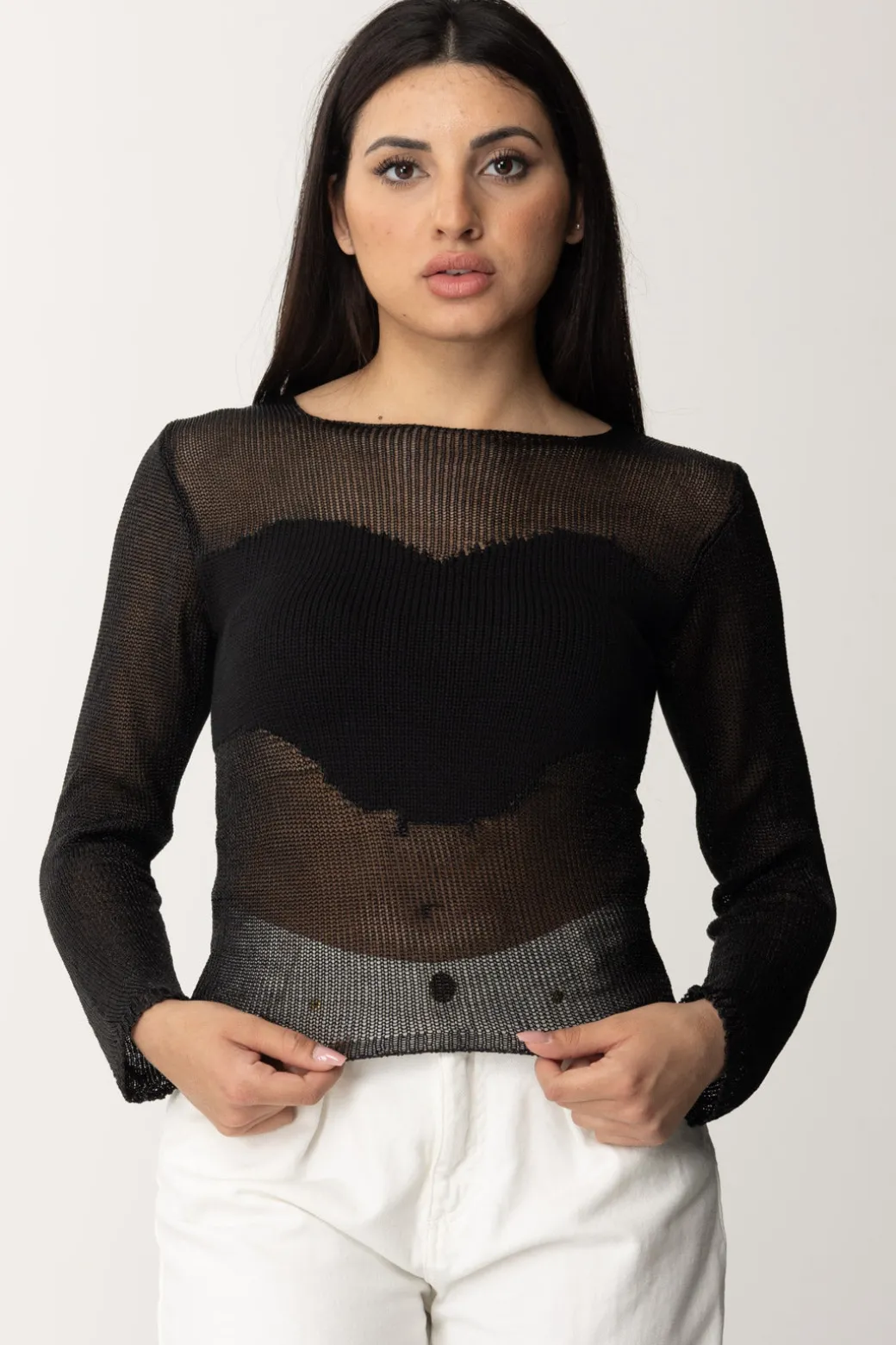 Donna Pinko Maglia a Rete Effetto Nude