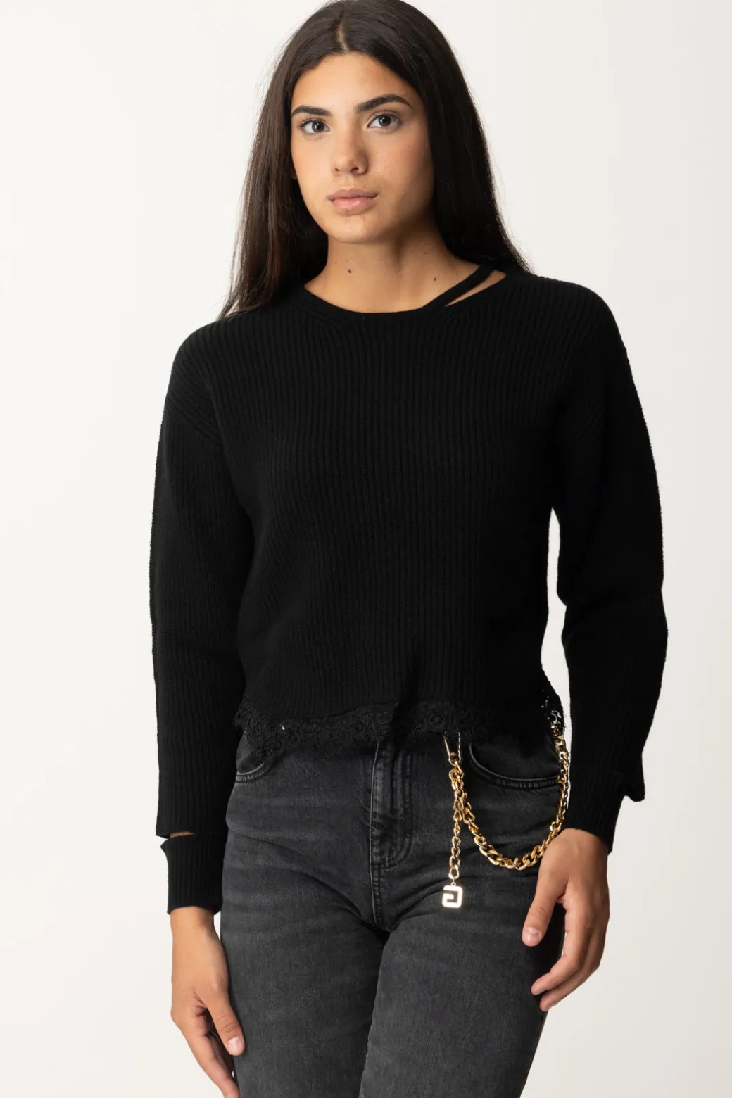 Donna Pinko Maglia con Cut-out e Pizzo