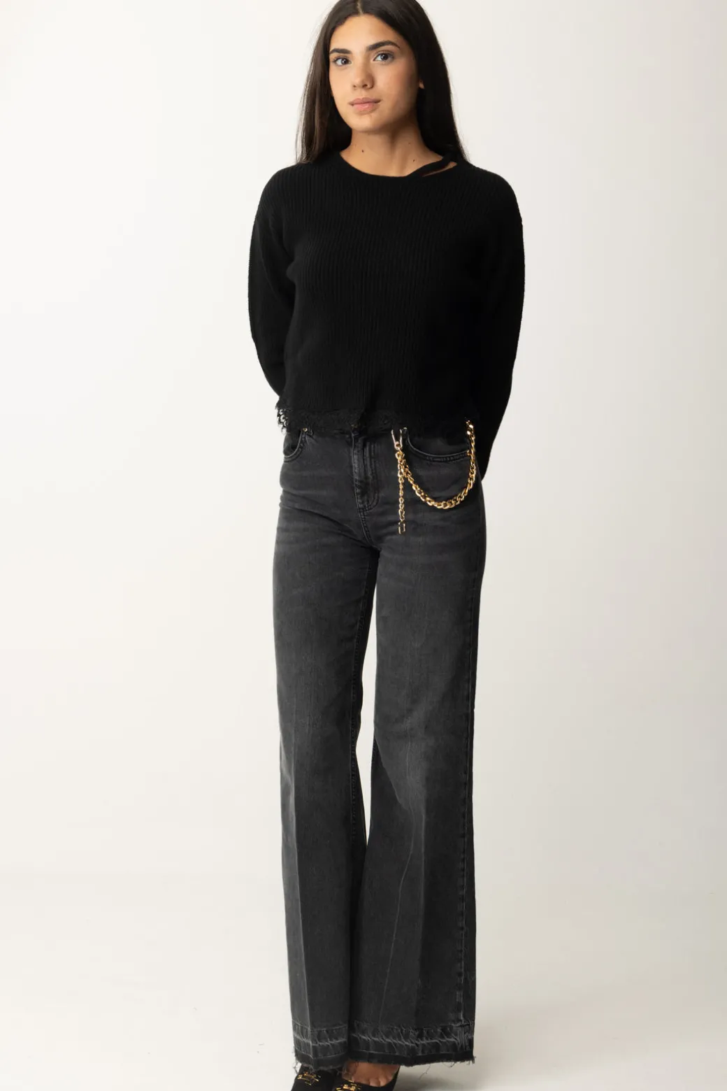 Donna Pinko Maglia con Cut-out e Pizzo