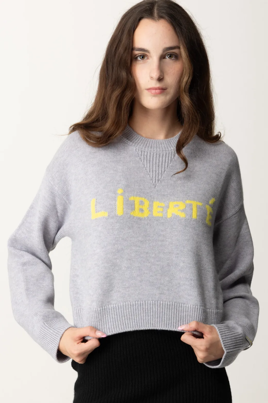 Donna Pinko Maglia Crop In Lana Liberté