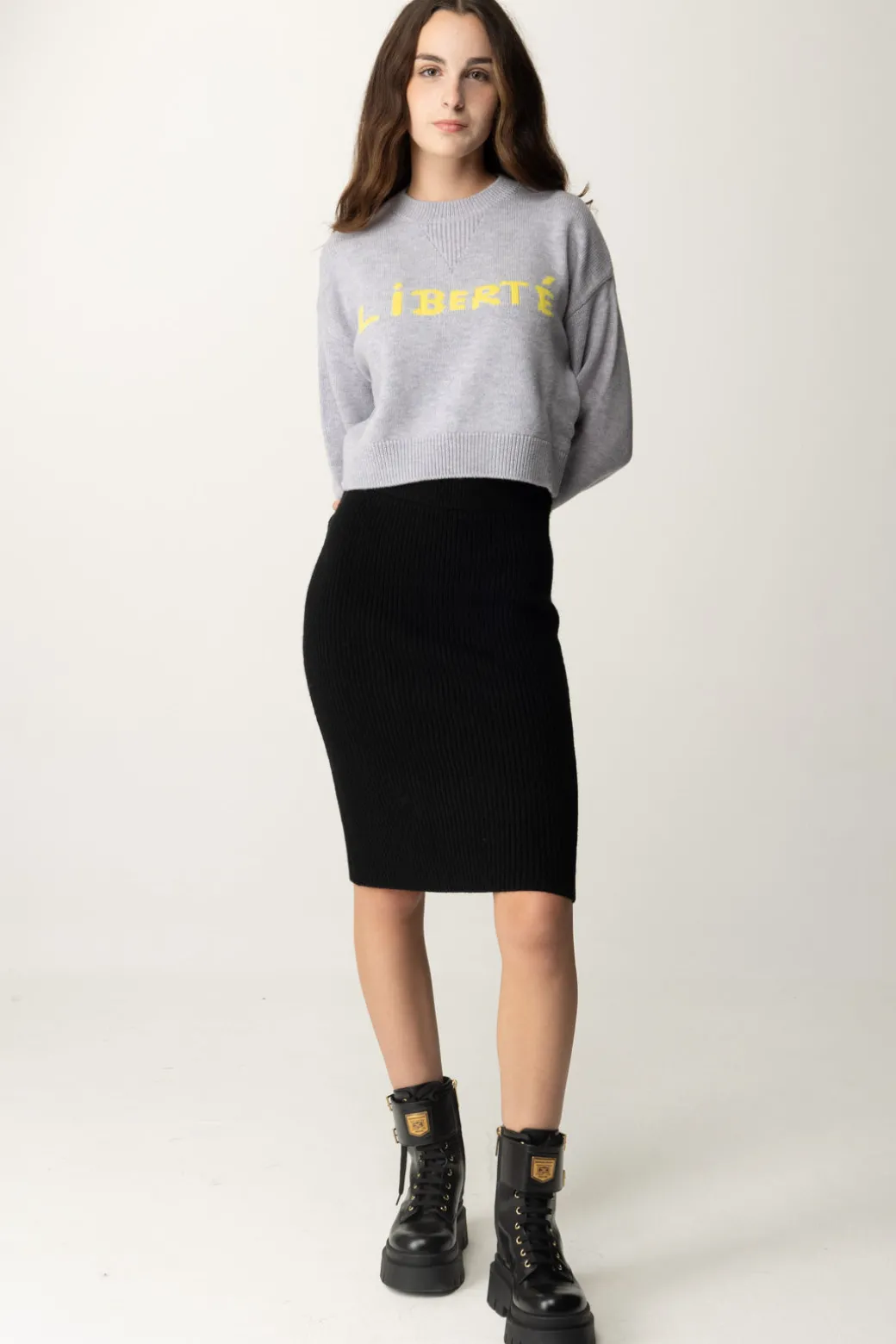 Donna Pinko Maglia Crop In Lana Liberté
