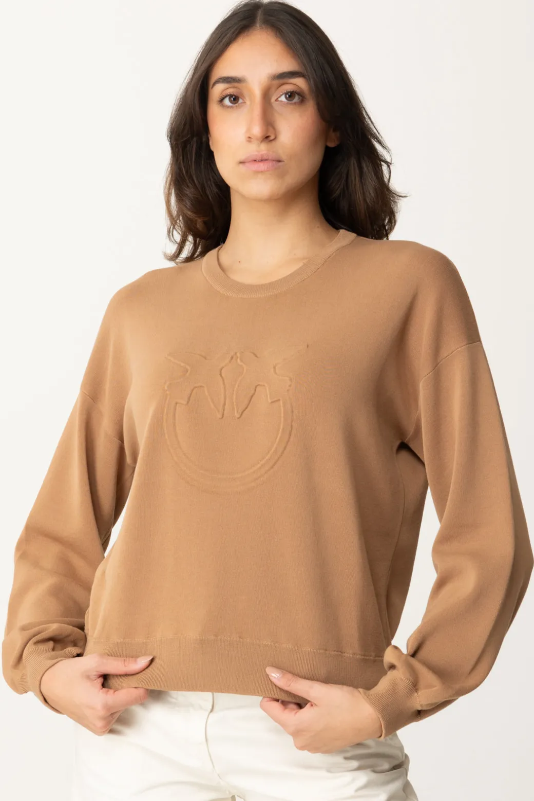 Donna Pinko Maglia Tricot con Logo Love Birds