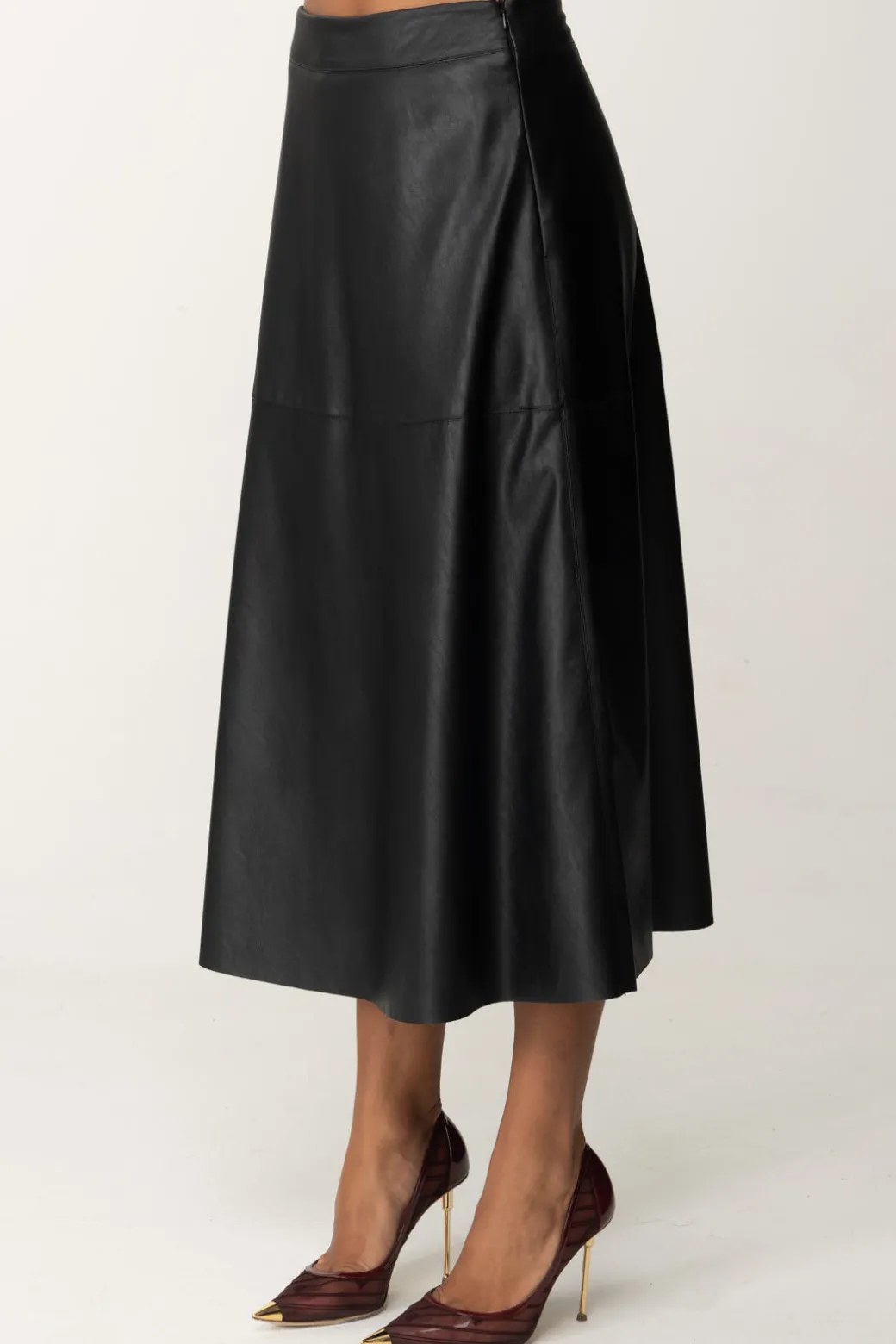 Donna Pinko Maxi Gonna In Pelle Midi e Vestibilità Svasata