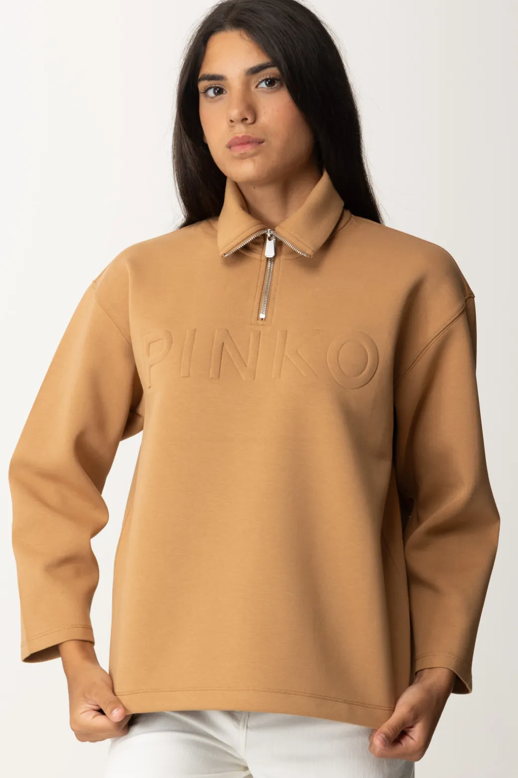 Donna Pinko Maxi Maglia con Logo Embossed