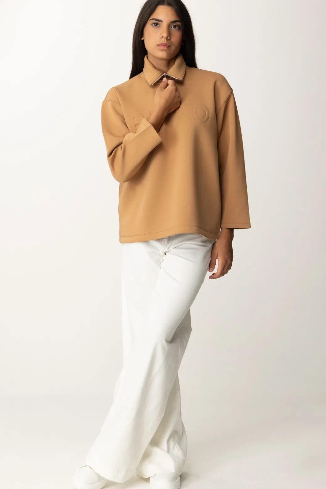 Donna Pinko Maxi Maglia con Logo Embossed