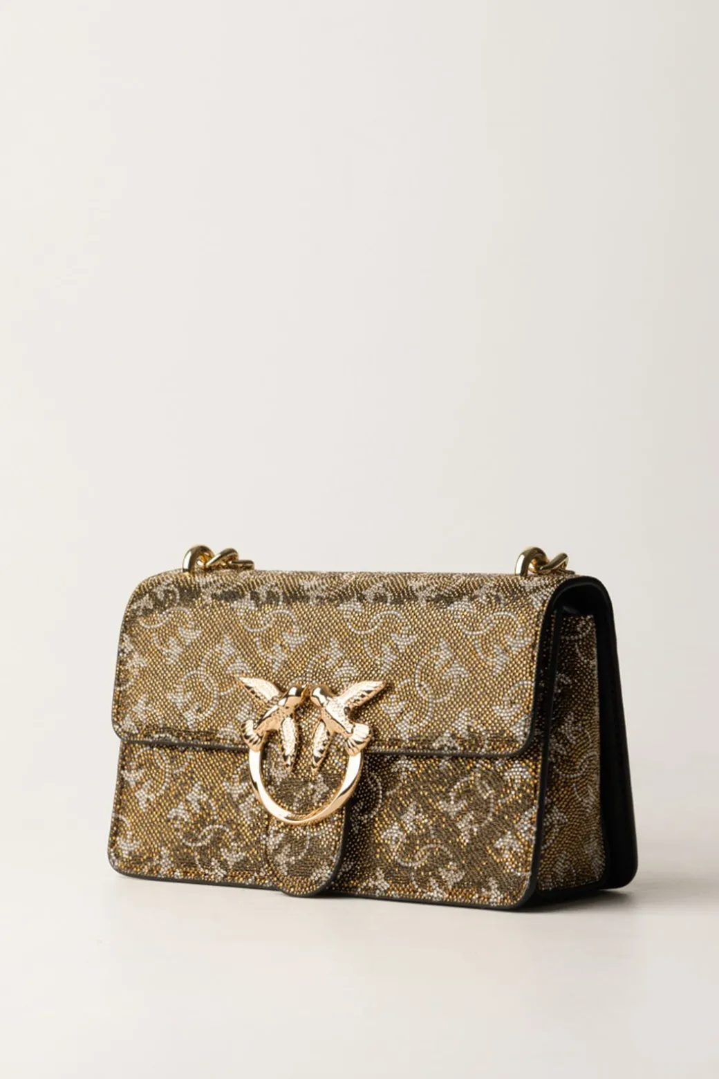 Donna Pinko Mini Love Bag In Pelle con Strass Monogram