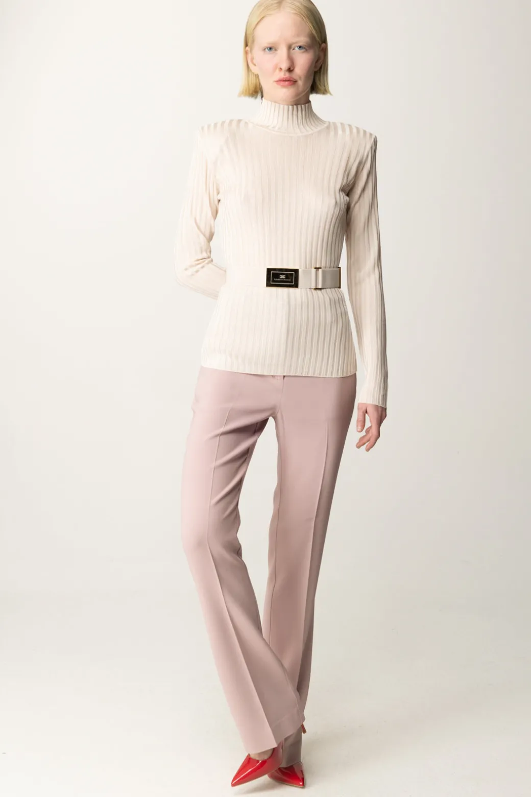 Donna Pinko Pantaloni a Zampa In Cady Tecnico