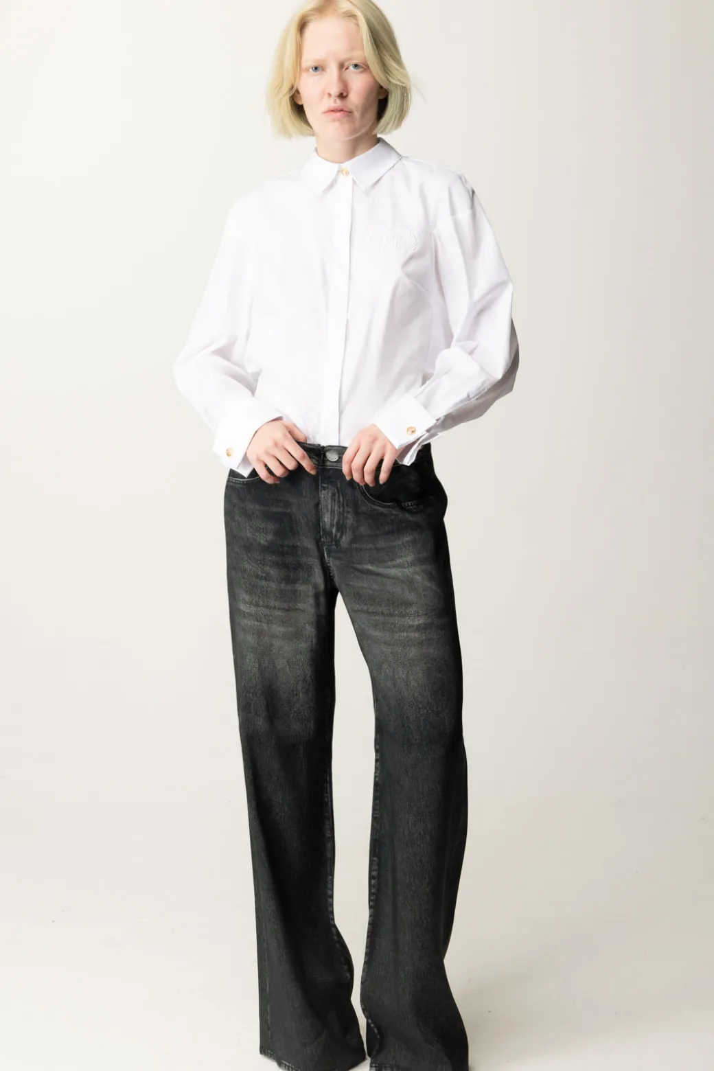 Donna Pinko Pantaloni Ampi Effetto Jeans