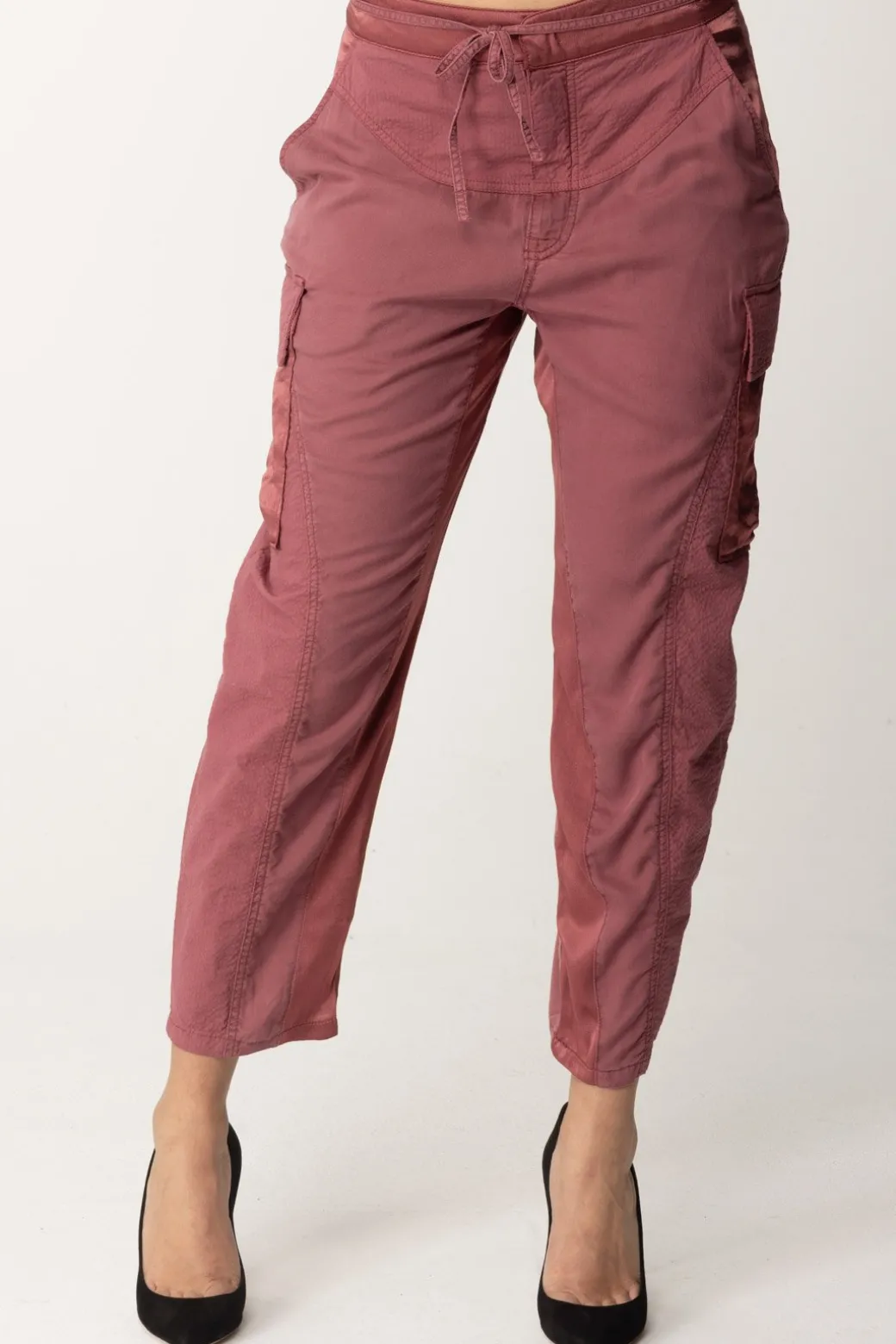 Donna Pinko Pantaloni Cargo Fluidi con Coulisse