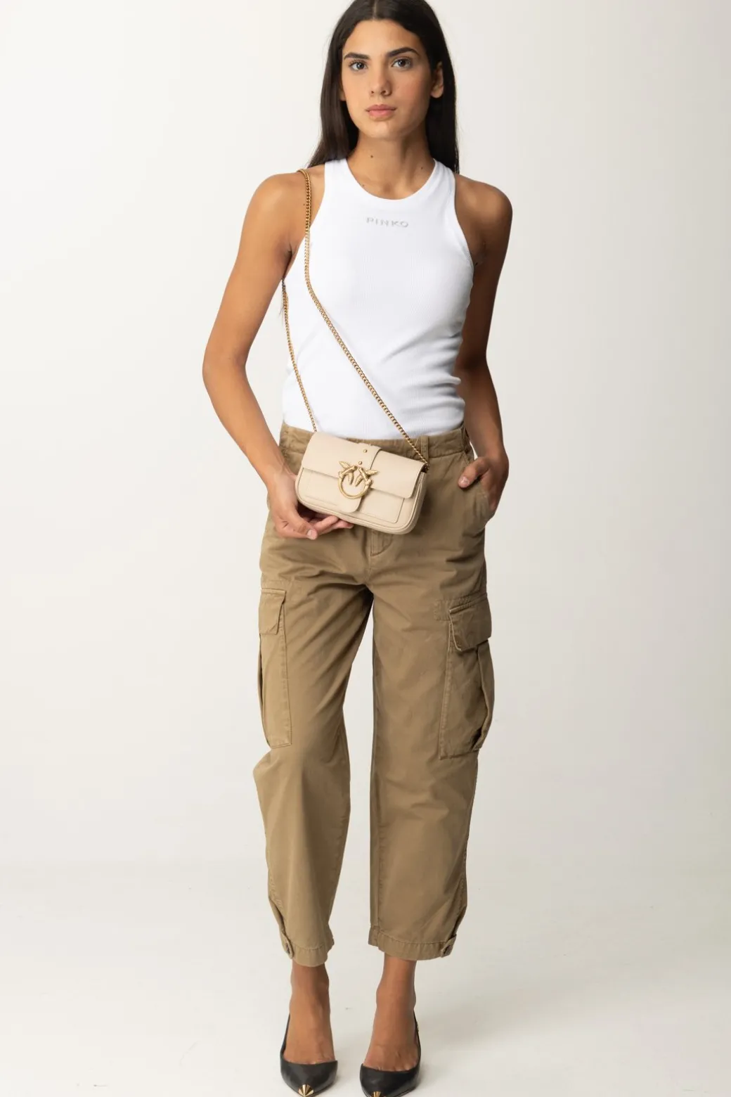 Donna Pinko Pantaloni Cargo In Cotone SonataMARRONE LEGNO D'OLMO
