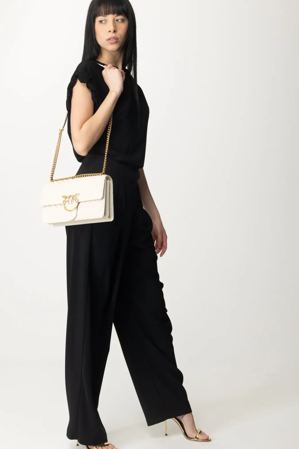 Donna Pinko Pantaloni con Pieghe In Crepe Stretch