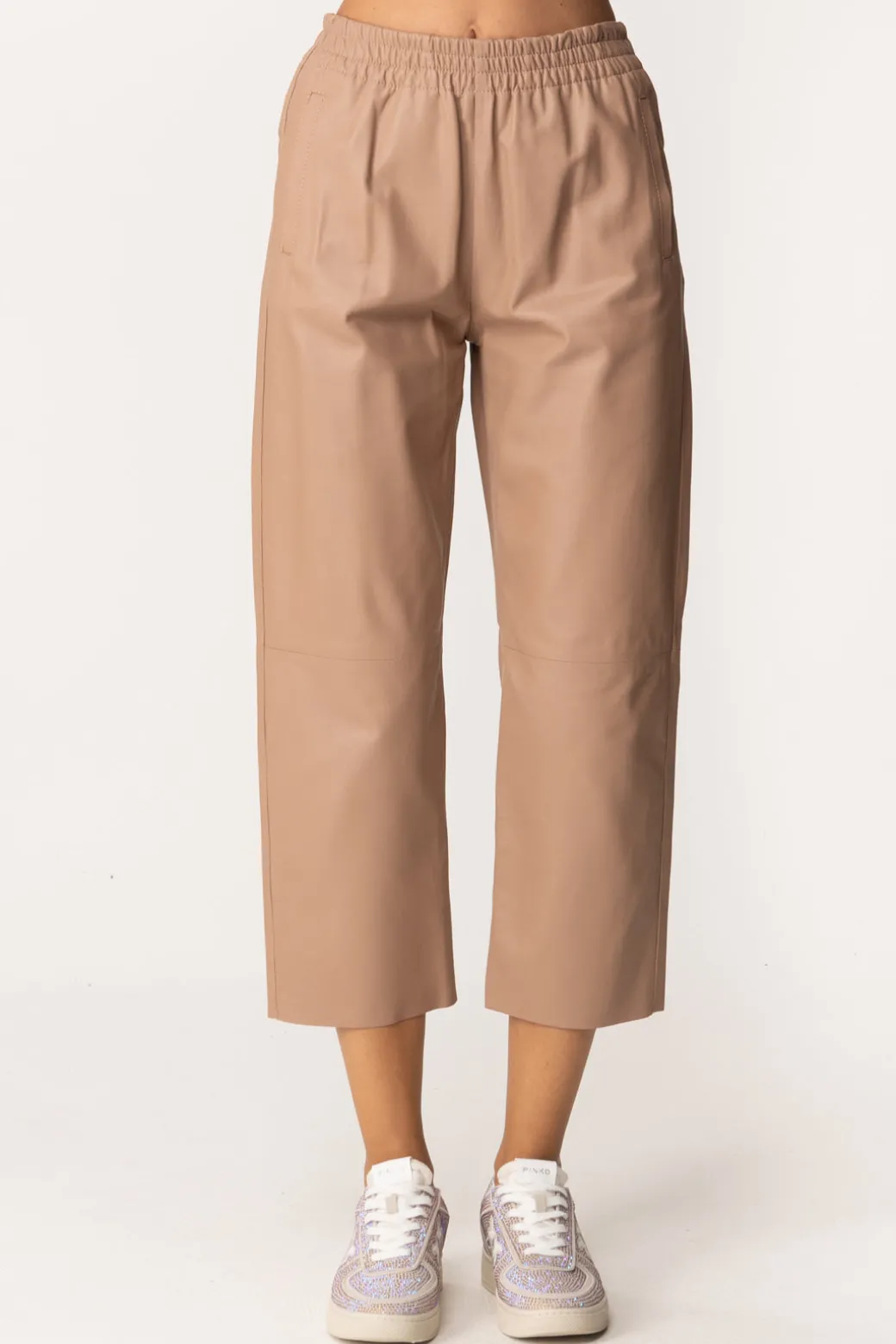 Donna Pinko Pantaloni In Pelle con Elastico