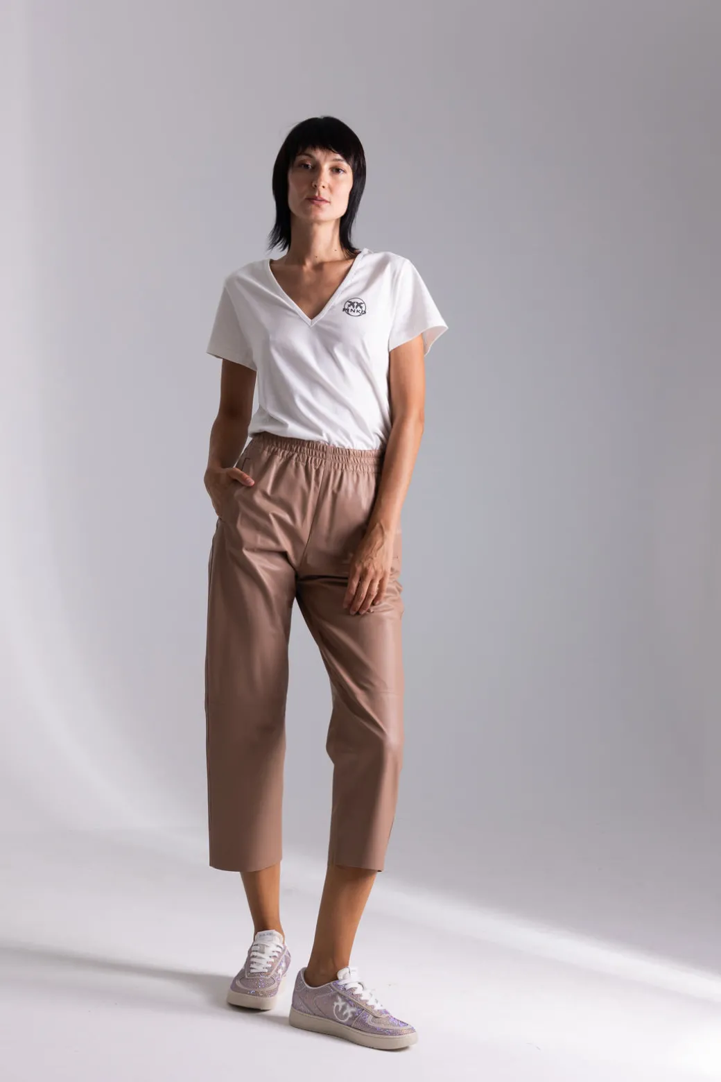 Donna Pinko Pantaloni In Pelle con Elastico