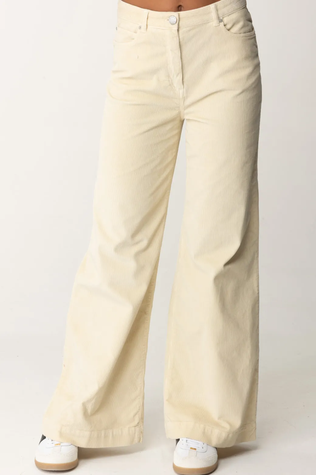 Donna Pinko Pantaloni Wide Leg In Velluto