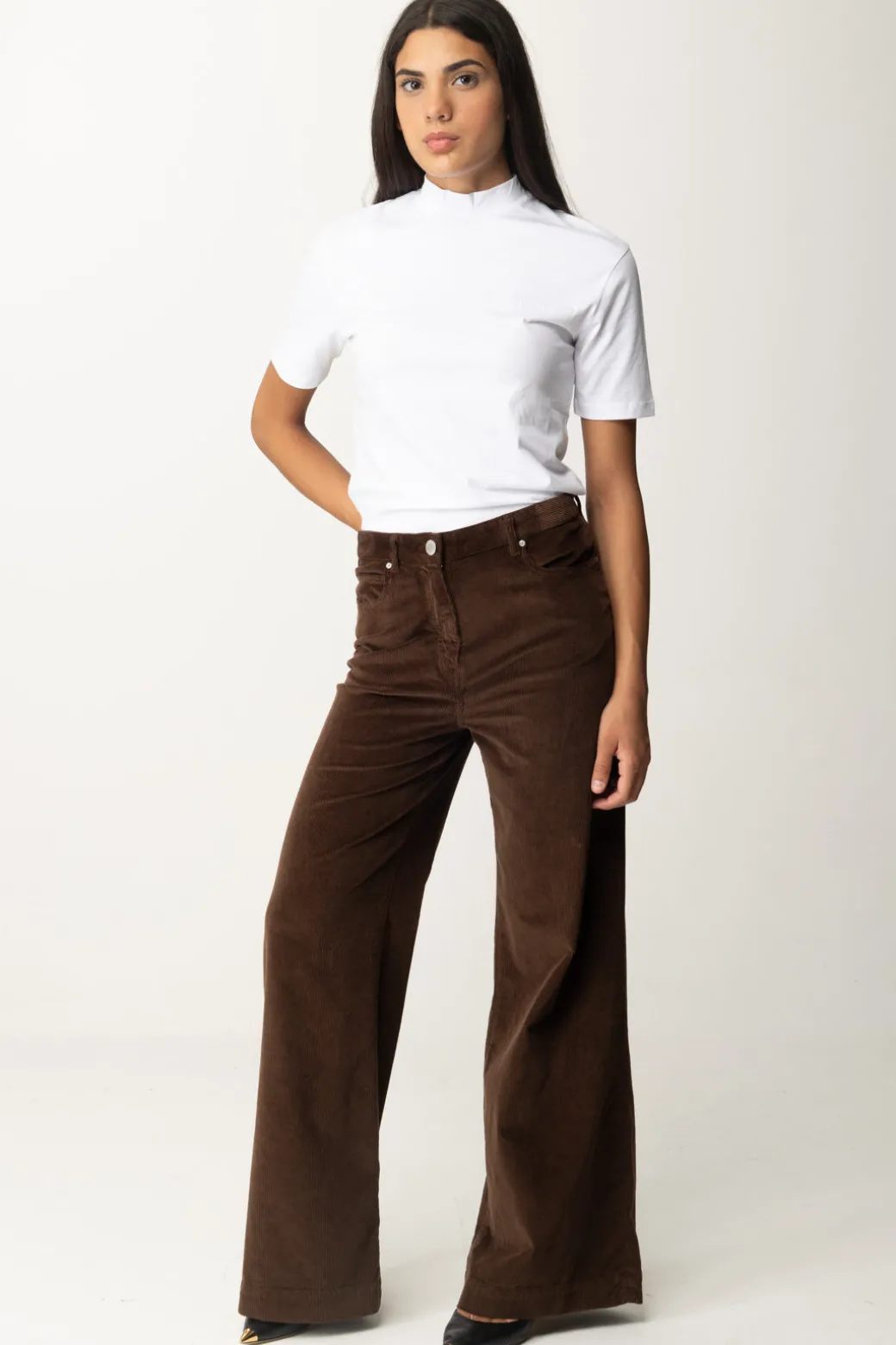 Donna Pinko Pantaloni Wide Leg In Velluto