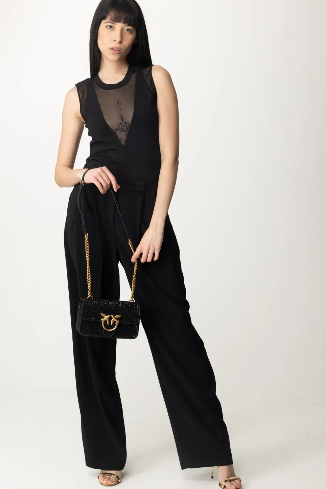Donna Pinko Top con Inserti In Tulle