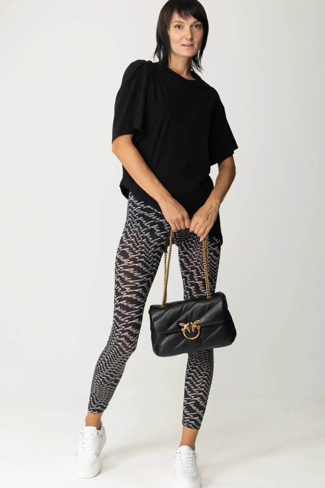Donna Pinko T-shirt Asimmetrica con Arricciature