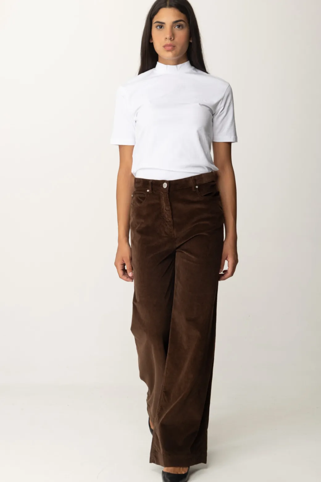 Donna Pinko T-shirt Collo Alto con Ricamo Logo