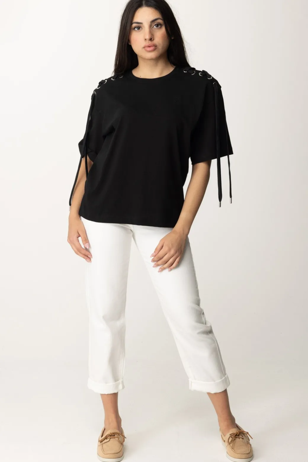 Donna Pinko T-shirt con Lacci Laterali