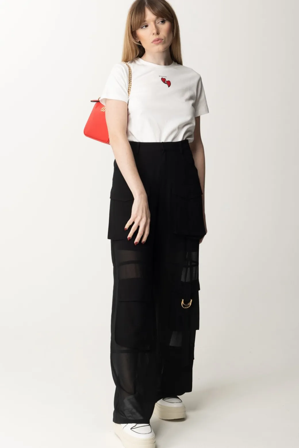 Donna Pinko T-shirt con Ricamo Cuori