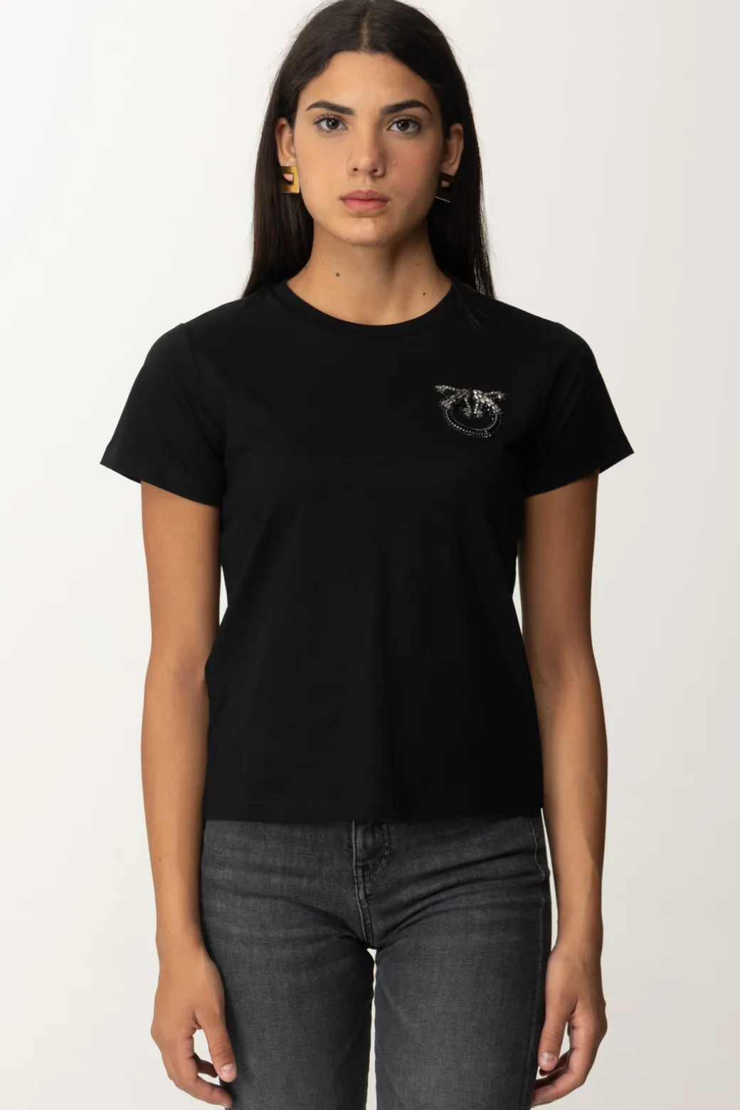 Donna Pinko T-shirt con Ricamo Logo Gioiello