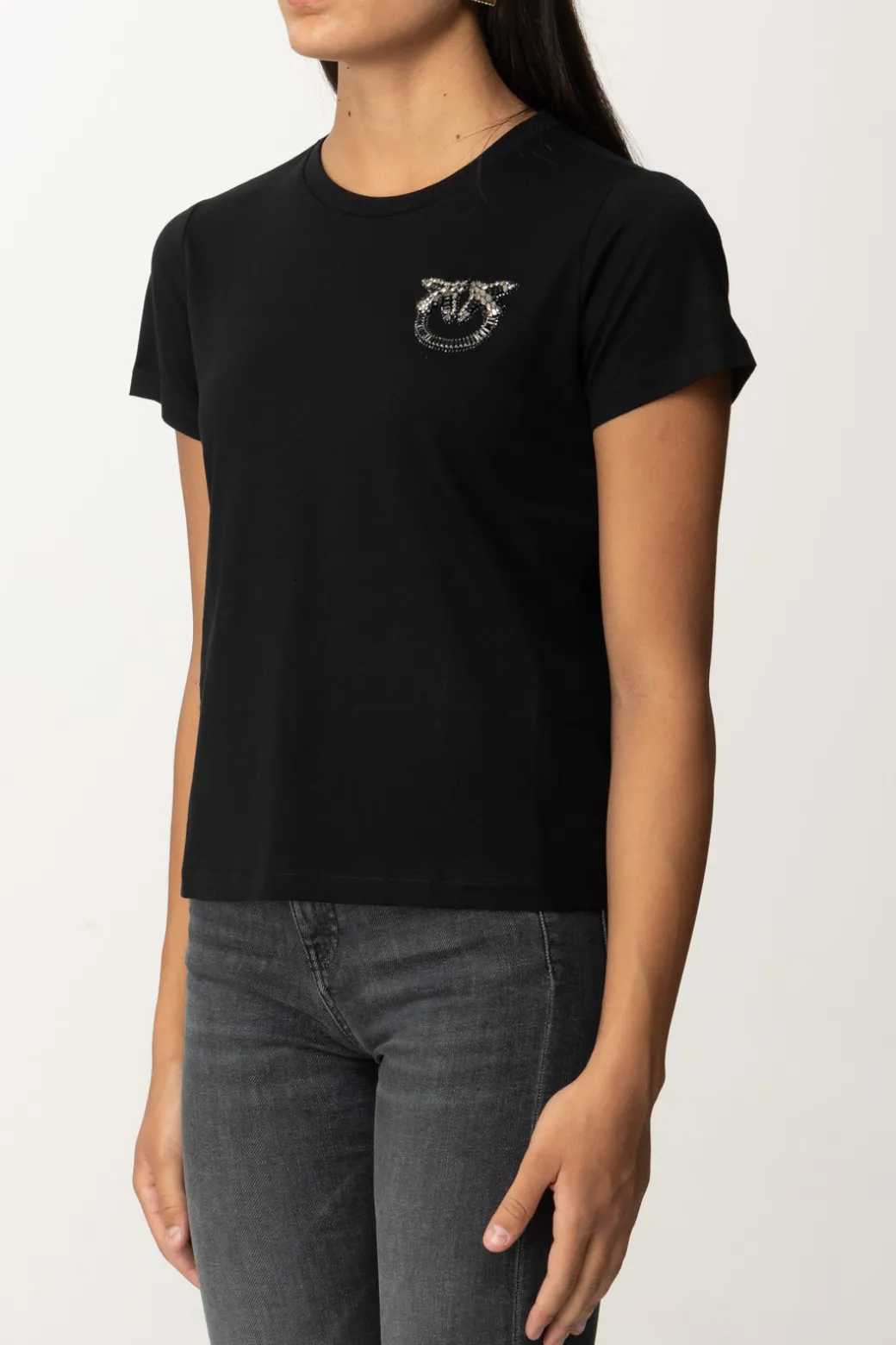 Donna Pinko T-shirt con Ricamo Logo Gioiello