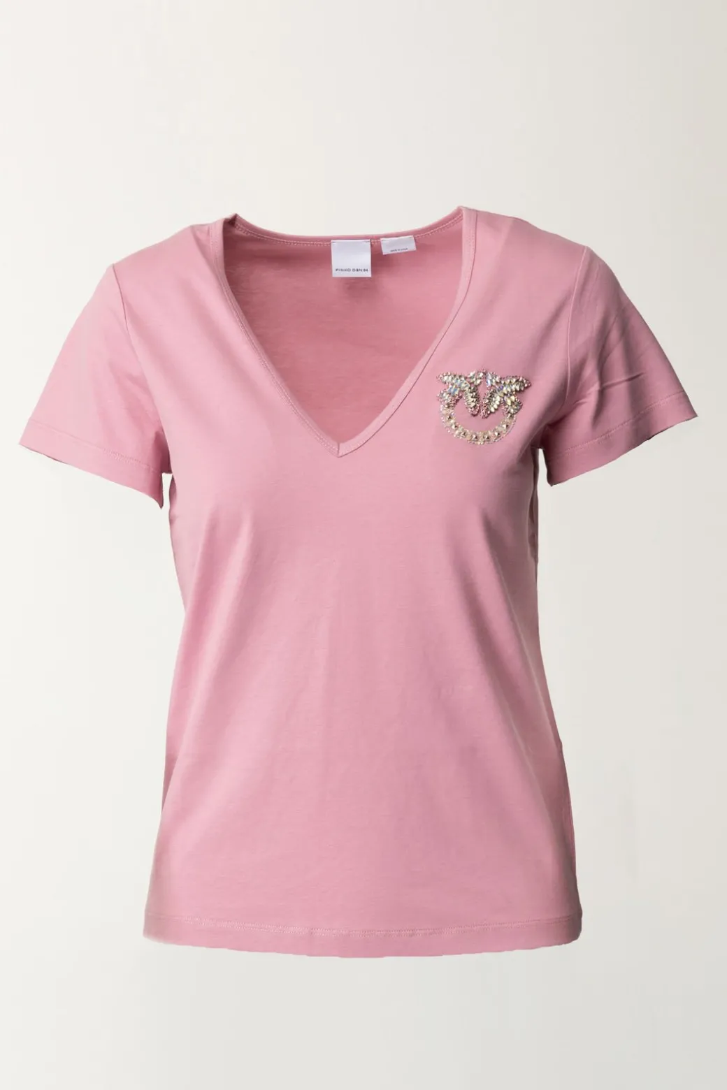 Donna Pinko T-shirt con Scollo a V e Logo Ricamato