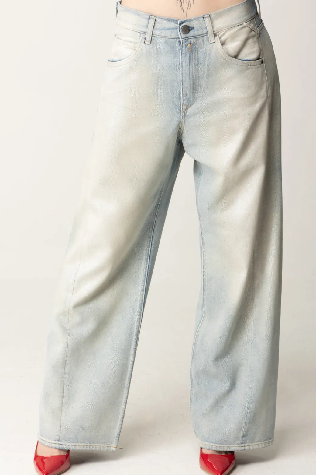 Donna Replay Jeans Baggy a Vita Bassa