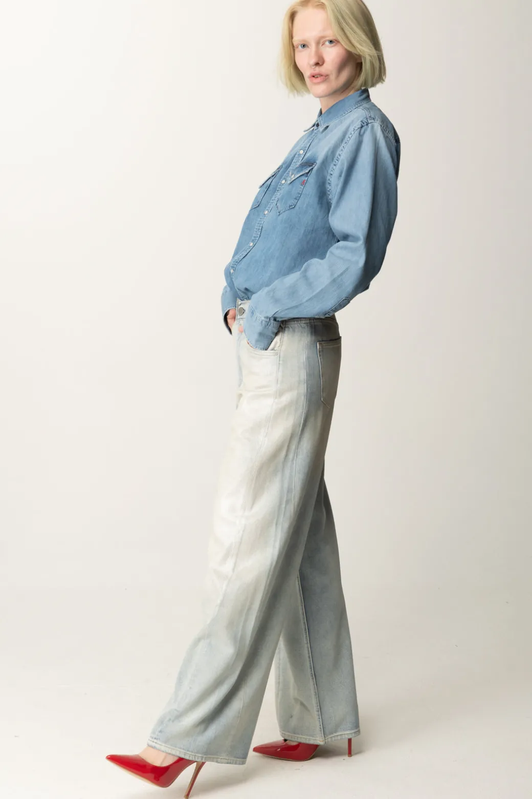 Donna Replay Jeans Baggy a Vita Bassa