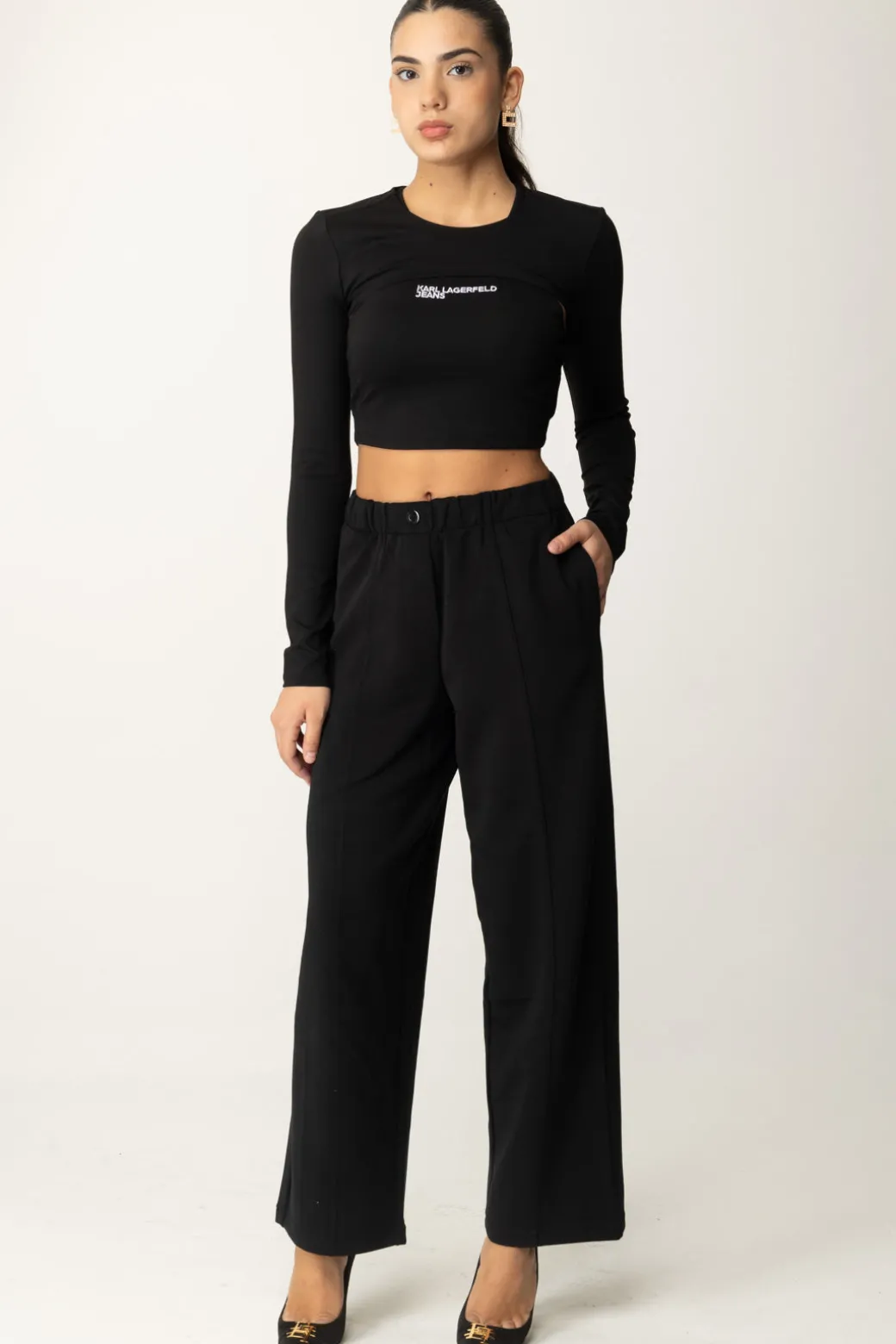 Donna Replay Pantaloni Larghi a Vita Alta