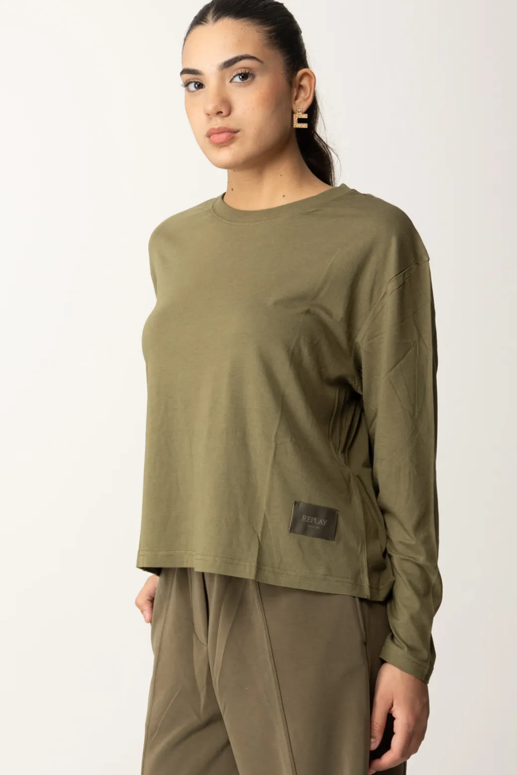 Donna Replay T-shirt a Maniche Lunghe