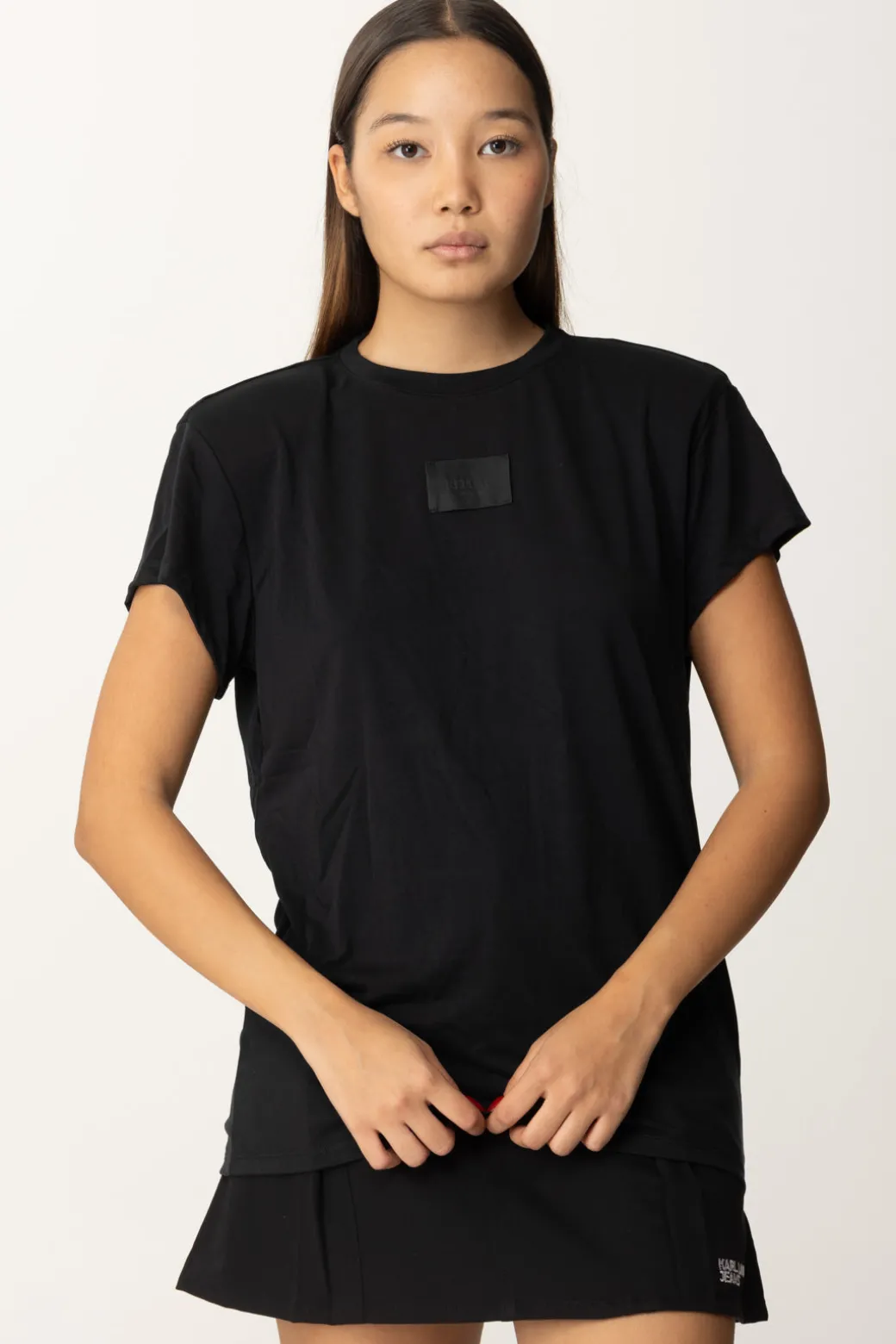 Donna Replay T-shirt Girocollo con Etichetta Logo