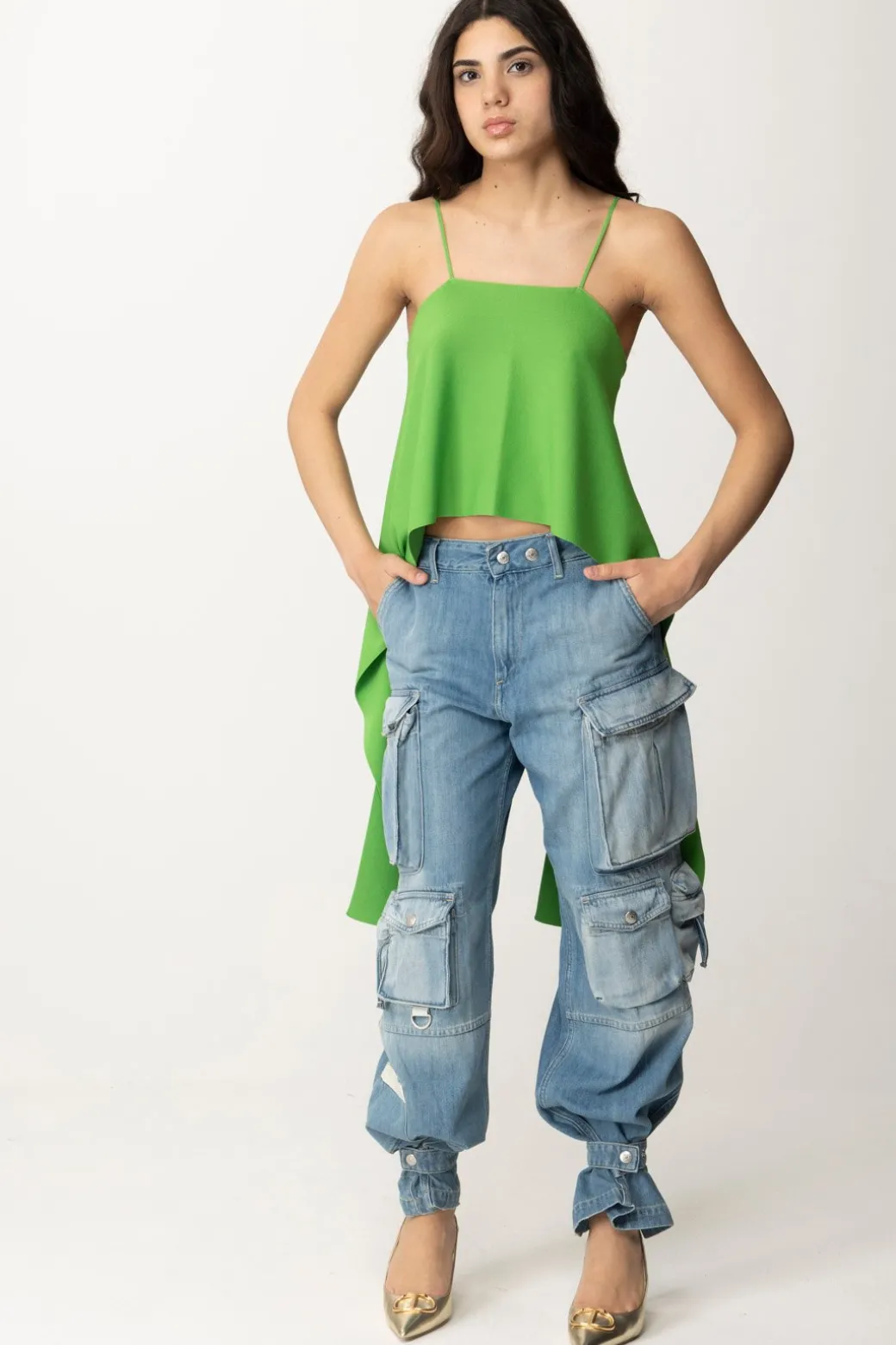 Donna Semicouture Top Allacciato Sul Retro Elaine
