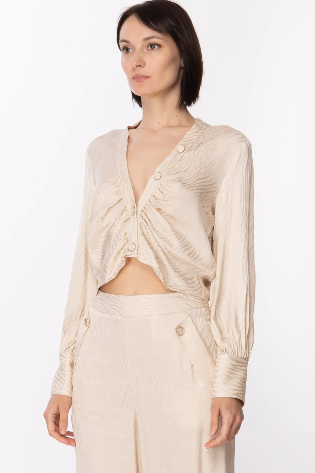 Donna Simona Corsellini Blusa In Raso Effetto Animalier