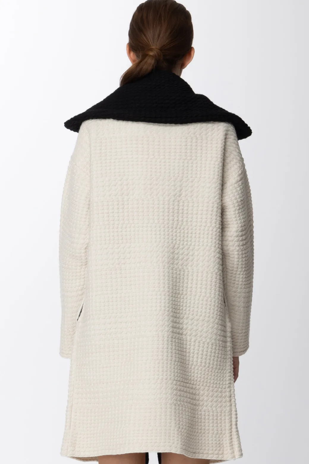 Donna Simona Corsellini Cappotto In Panno con Rever a Contrasto