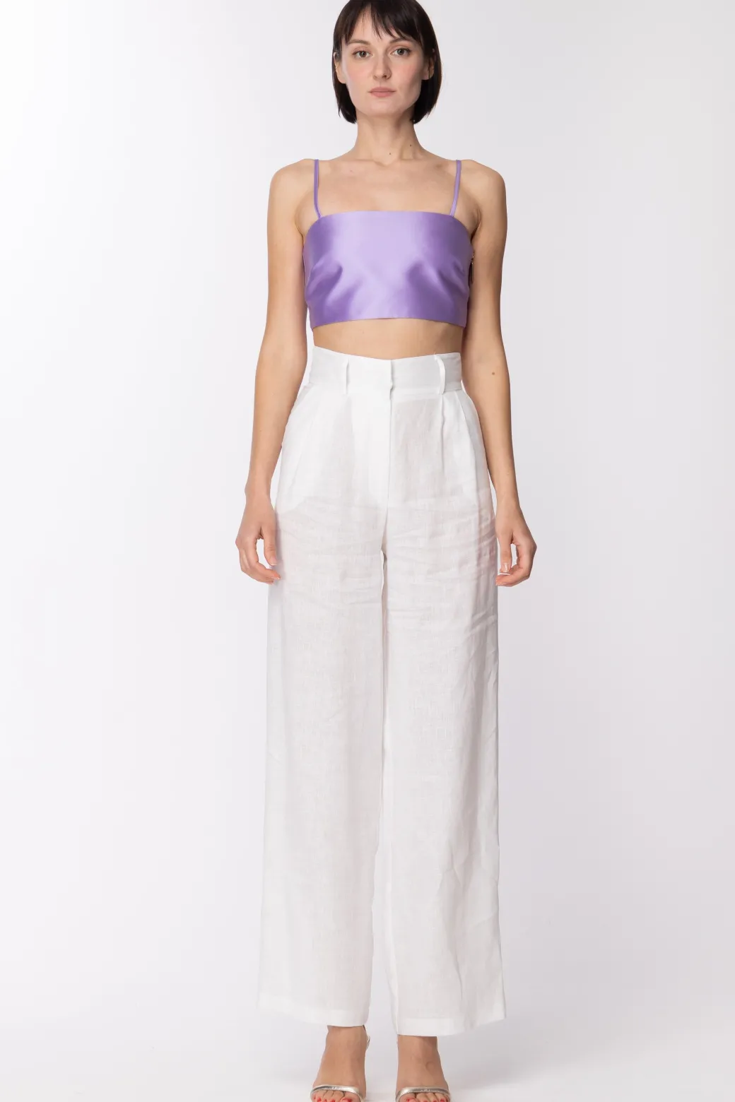 Donna Simona Corsellini Crop Top a Fascia In Raso