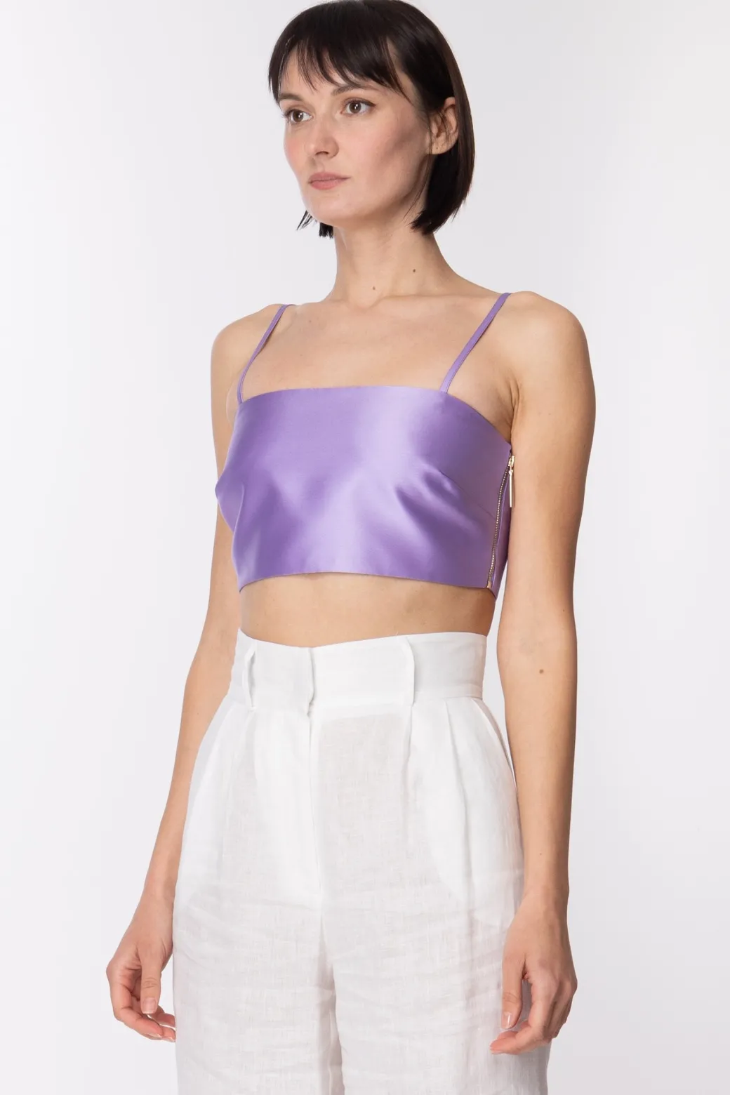 Donna Simona Corsellini Crop Top a Fascia In Raso