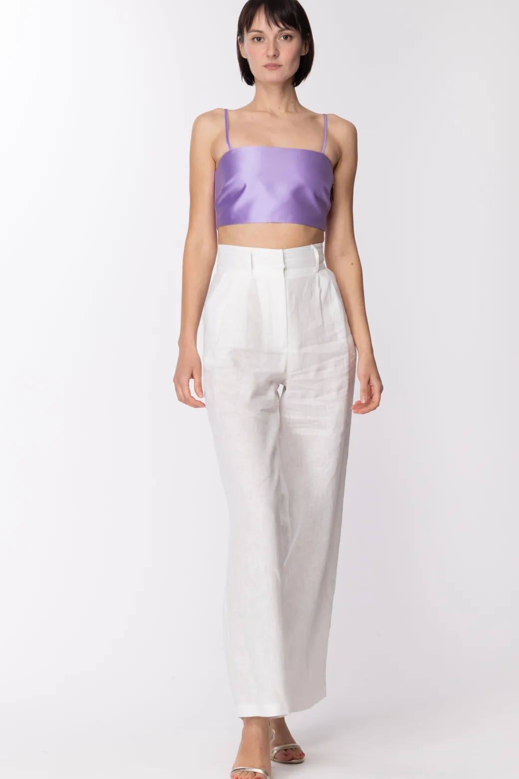Donna Simona Corsellini Crop Top a Fascia In Raso