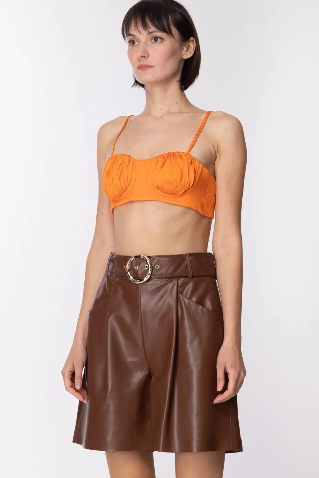 Donna Simona Corsellini Crop Top con Coppe Effetto Bustier