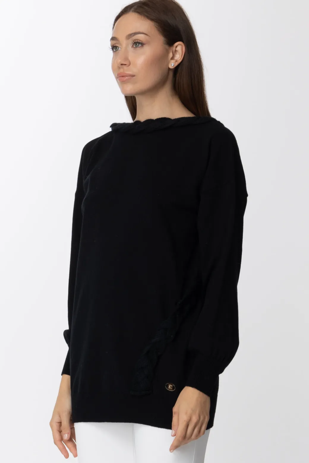 Donna Simona Corsellini Maglia con Dettagli Intrecciati