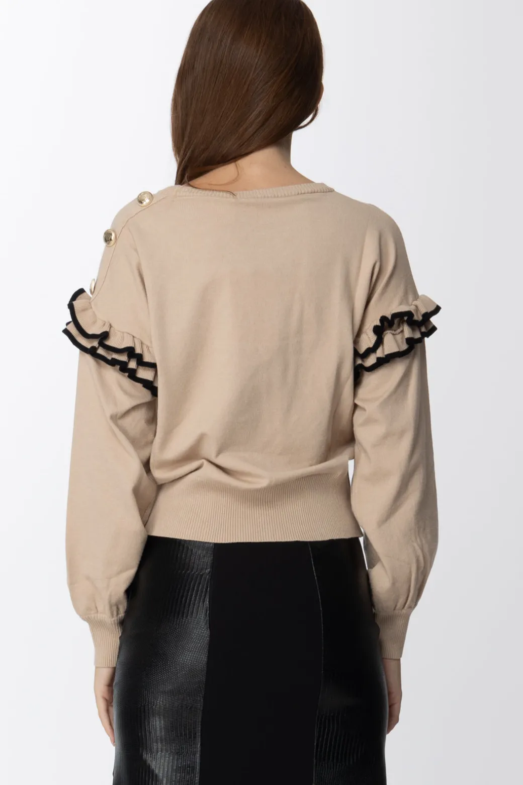 Donna Simona Corsellini Maglia con Volant Sulle Maniche