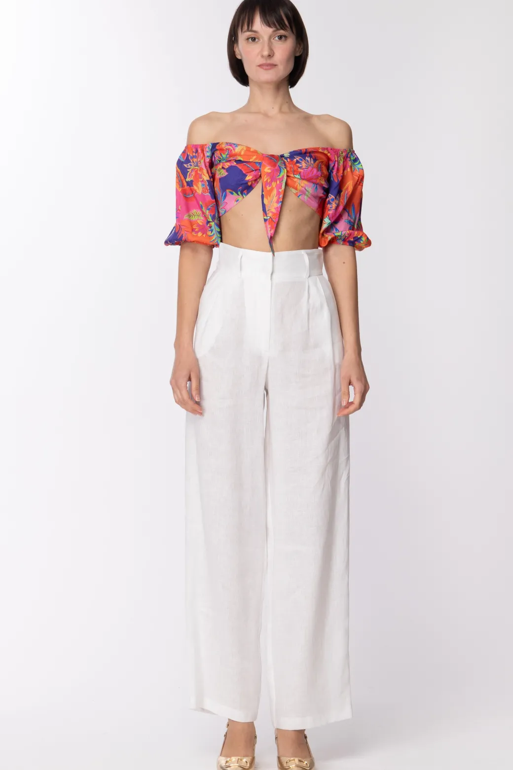 Donna Simona Corsellini Pantaloni Ampi In Lino
