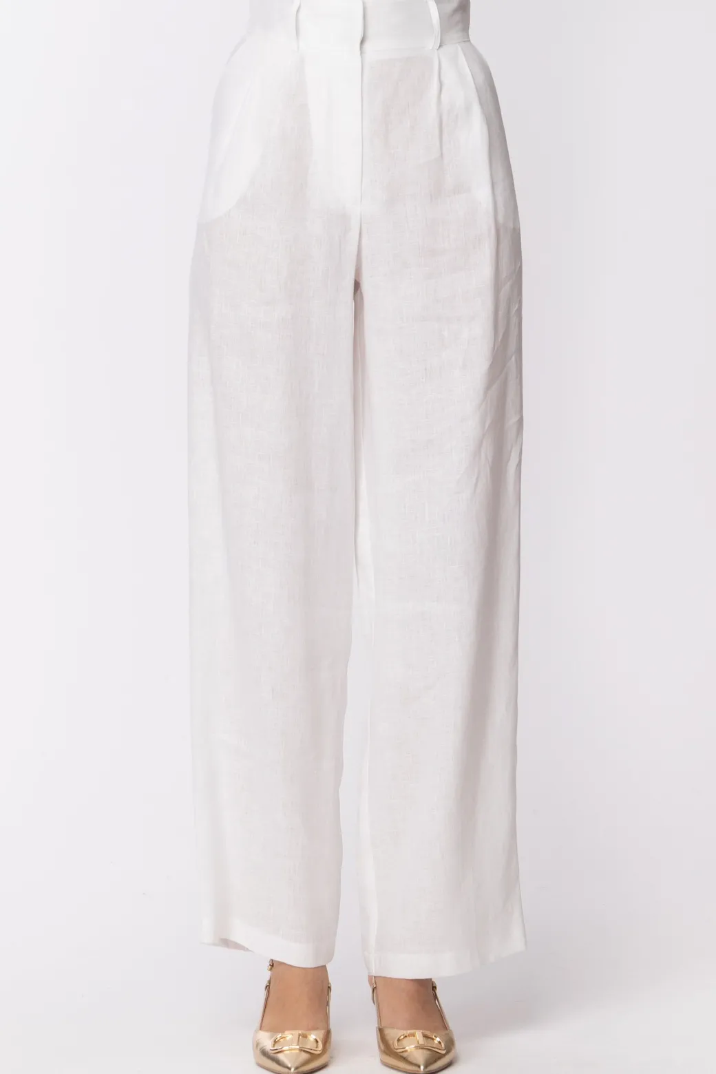 Donna Simona Corsellini Pantaloni Ampi In Lino