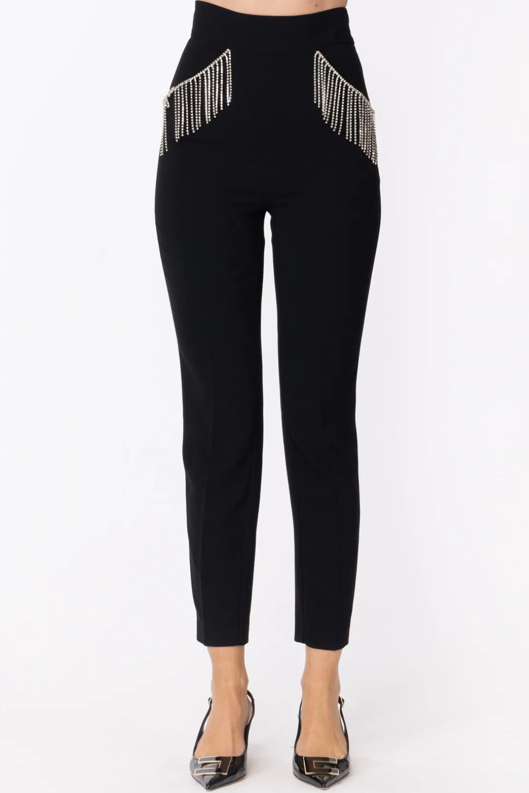 Donna Simona Corsellini Pantaloni con Frange Di Strass