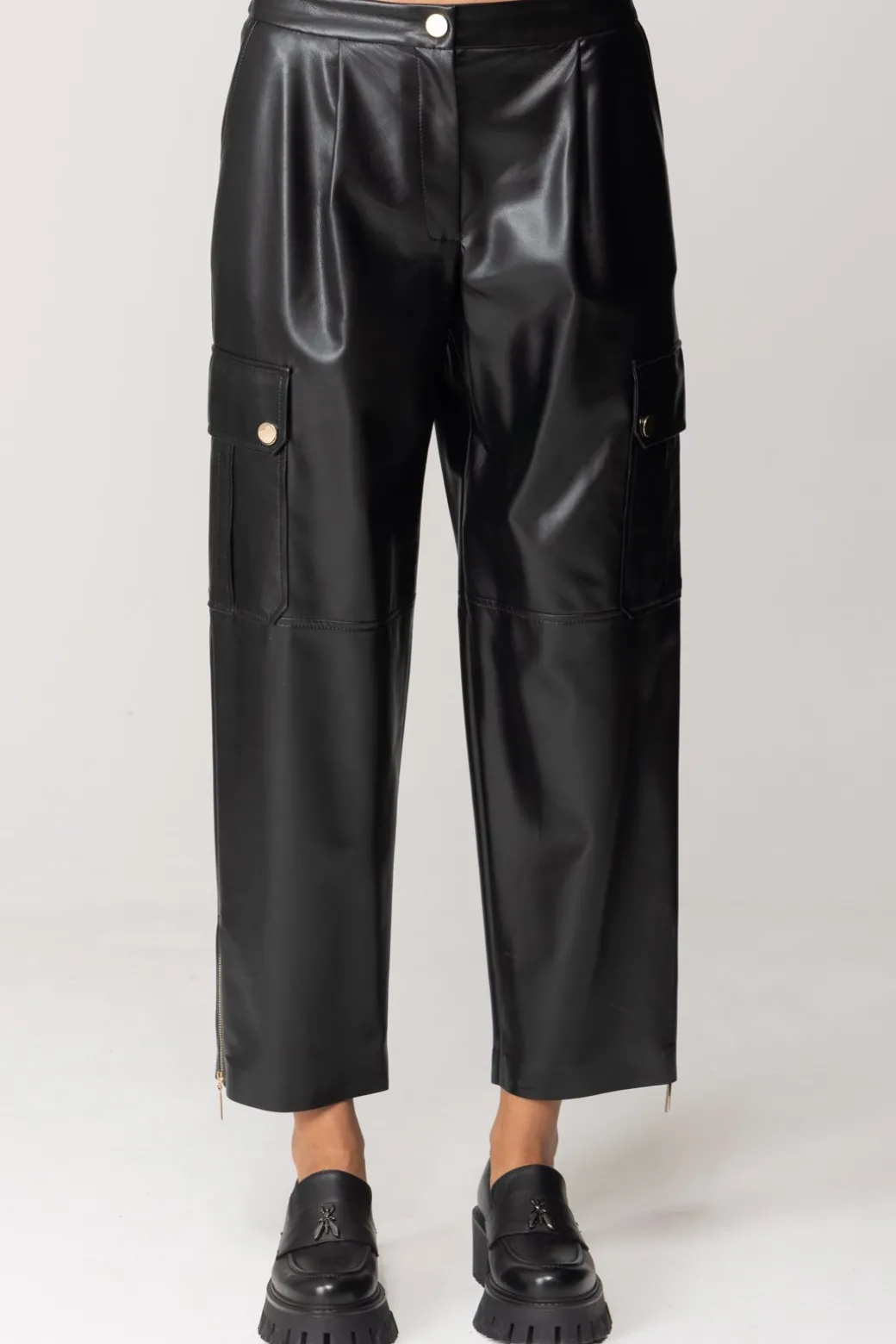 Donna Simona Corsellini Pantaloni Wide Leg con Tasche e Zip